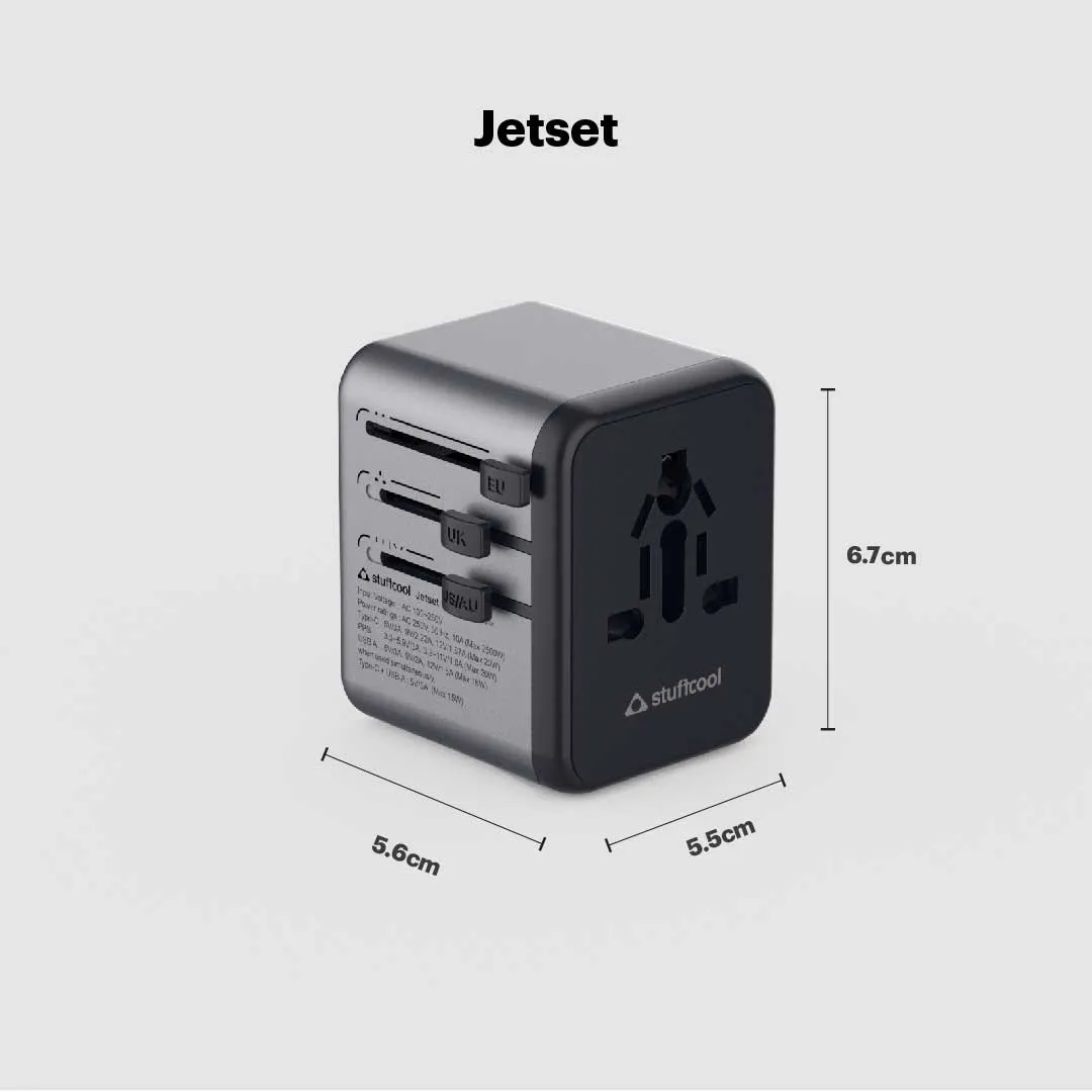 Jetset Universal World Travel Adapter with PD20W Type C port