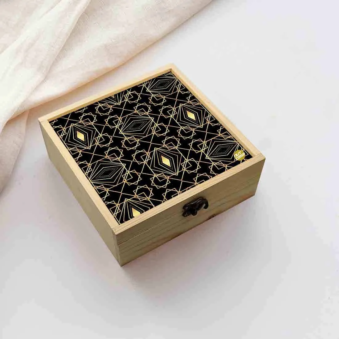 Jewellery Box Wooden Jewelry Organizer -  Retro Pattern