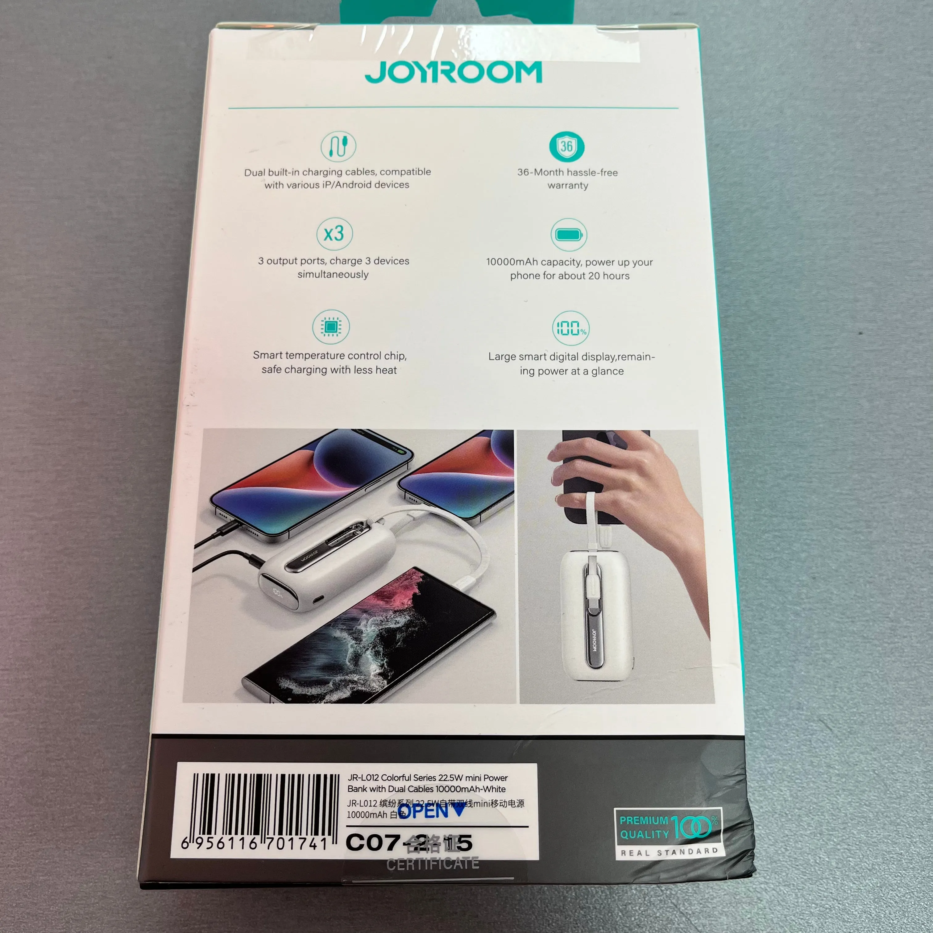 Joyroom 22.5W 10000 mAh Mini Fast Charging Power Bank with cables