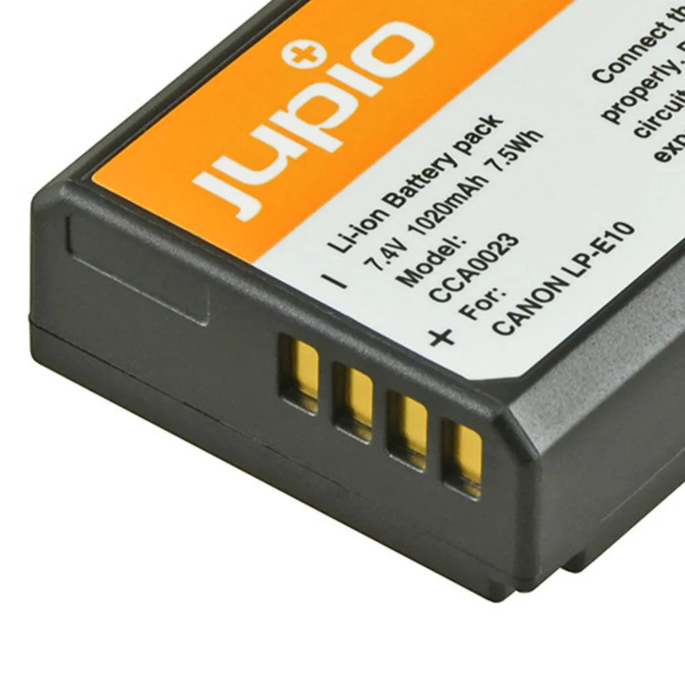 Jupio 2x Batteries 1150mAh & USB Single Charger Kit For Canon LP-E10