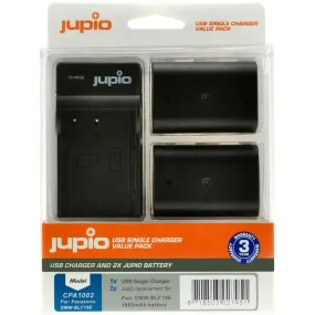 Jupio 2x Battery 1860mAh & USB Single Charger Kit For Panasonic DMW-BLF19E