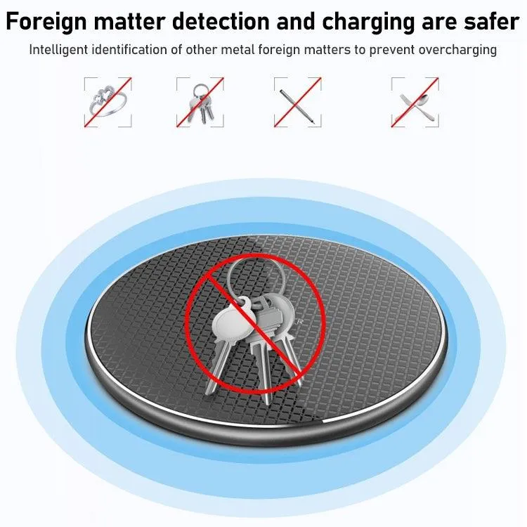 K8 30W Ultra-Thin Aluminum Alloy Round Wireless Charging Pad with 1m Type-C Fast Cable