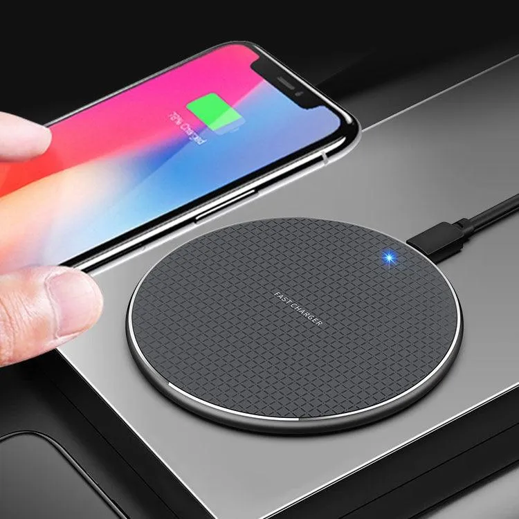 K8 30W Ultra-Thin Aluminum Alloy Round Wireless Charging Pad with 1m Type-C Fast Cable