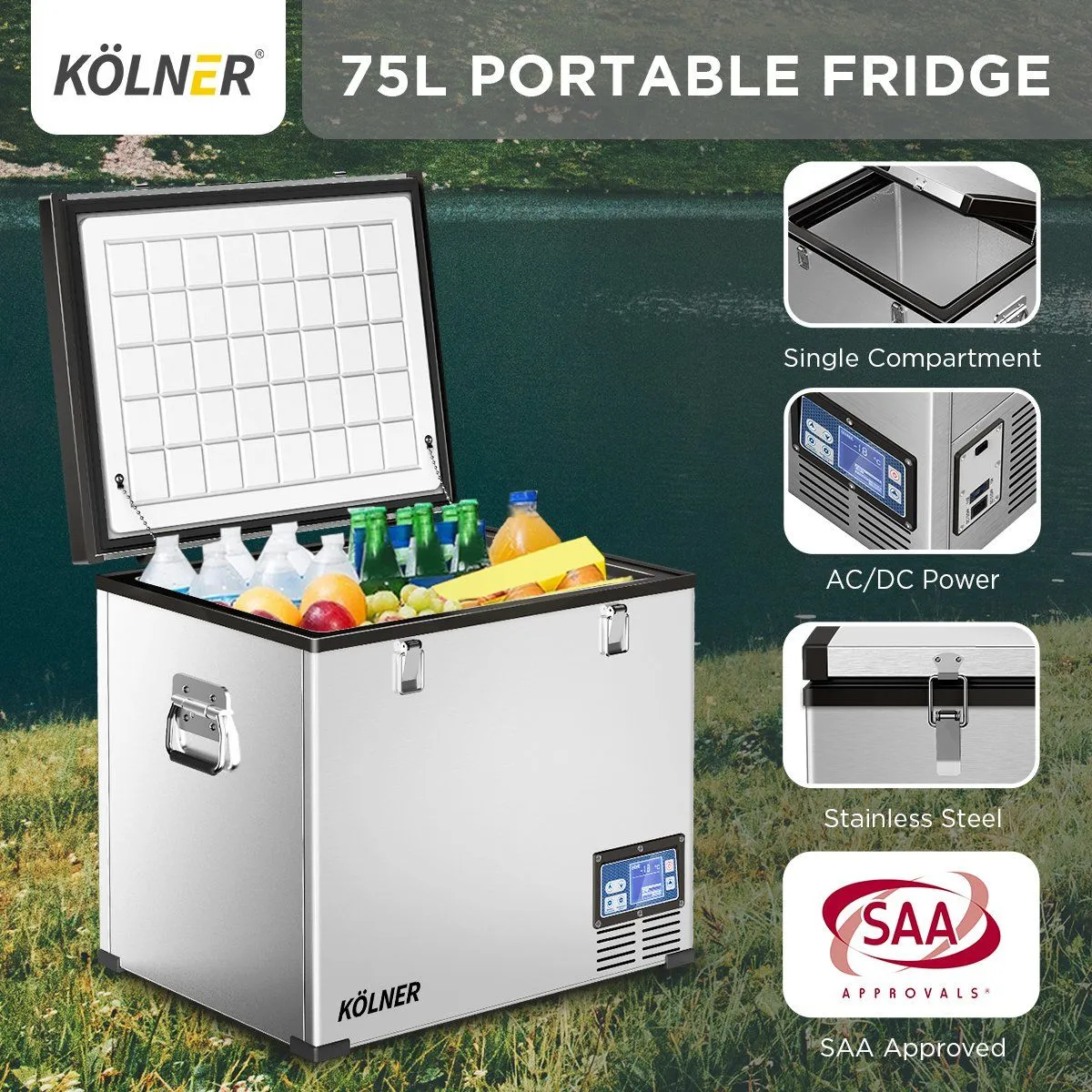 Kolner 75l Portable Fridge Chest Freezer With Lcd Panel - Rv Vehicle Camping Refrigerator