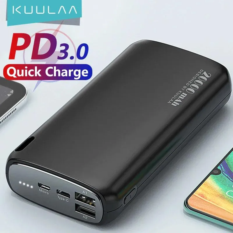 KUULAA 20000mAh Power Bank - High-Capacity Portable Charger for iPhone 15 and More