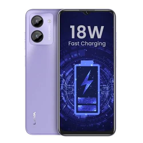 Lava O1 (Lively Lavender, 4GB RAM, 64GB Storage) | 18W Fast Charging | Octa Core Unisoc T606 | 13 MP AI Dual Camera | 5000 mAh Battery | Upto 7GB Expandable RAM | Fingerprint Sensor