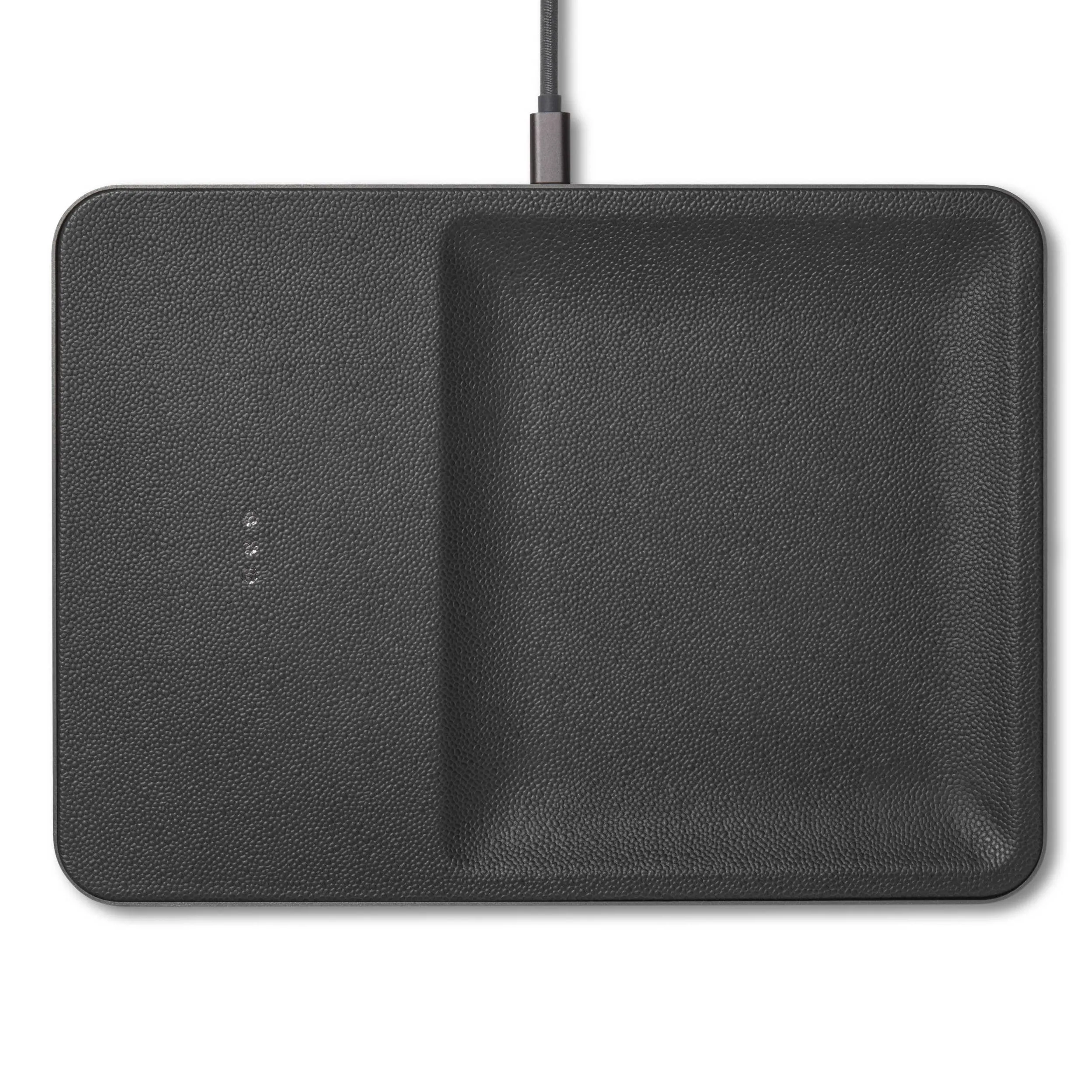 Leather Wireless Charger with Valet Tray: Ash