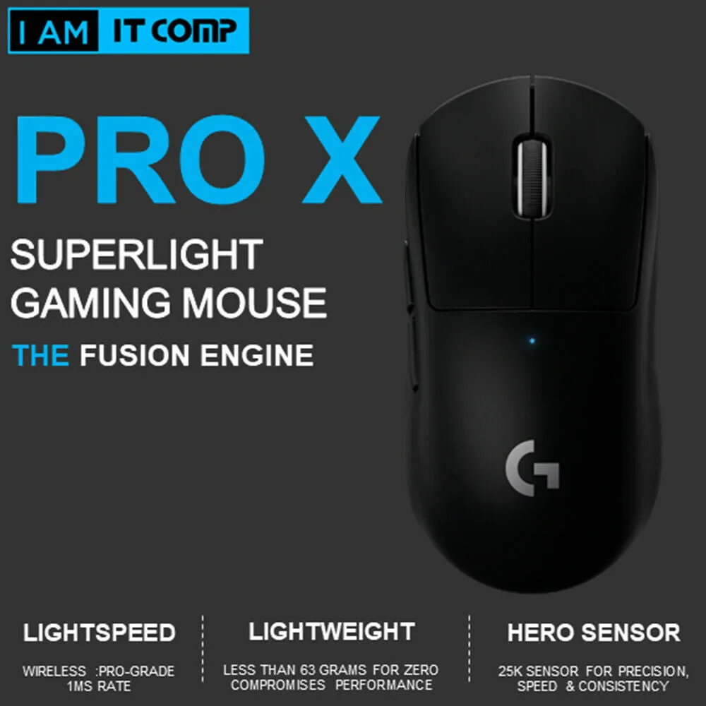 Logitech G PRO X Superlight Wireless Gaming Mouse Hero 25K Sensor, 910-005878