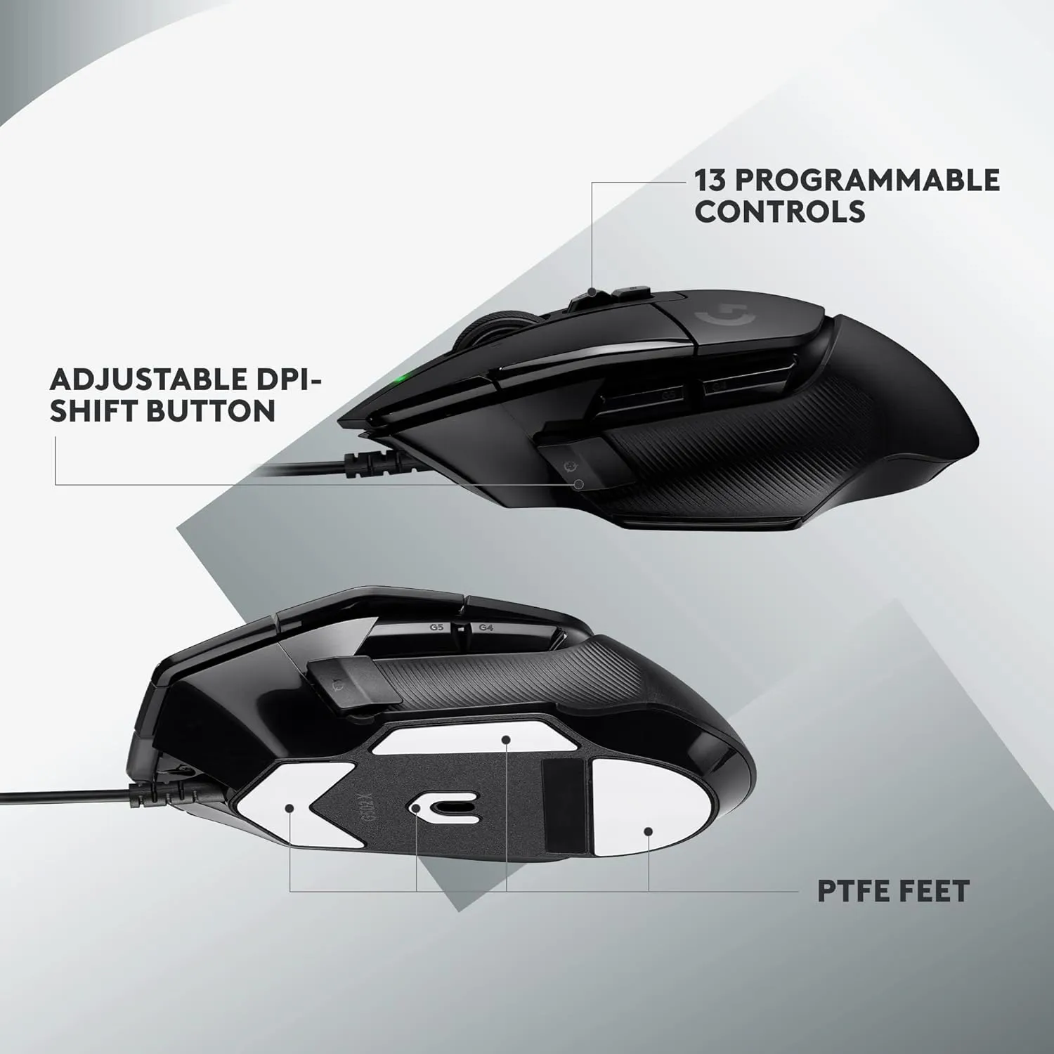 Logitech G502 X Wired Gaming Mouse | LightForce Switches | HERO 25K Gaming Sensor - Black / White