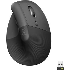 Logitech Lift Vertical Ergonomic Mouse, Wireless, Bluetooth or Logi Bolt USB receiver, Quiet clicks, 4 buttons - Graphite