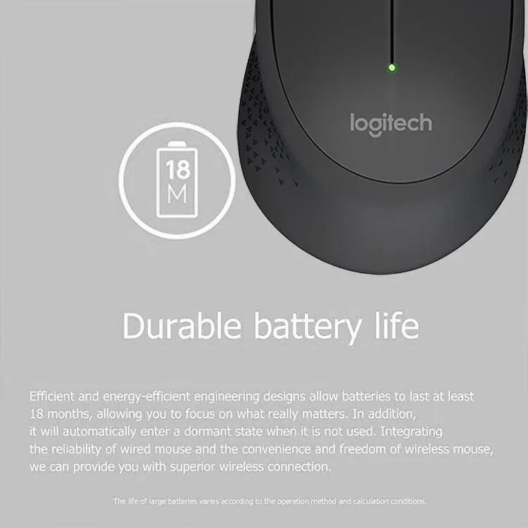 Logitech M280 Wireless Optical Mouse with 18-Month Battery Life and 10m Range - 2.4GHz, 3-Button, 1000DPI