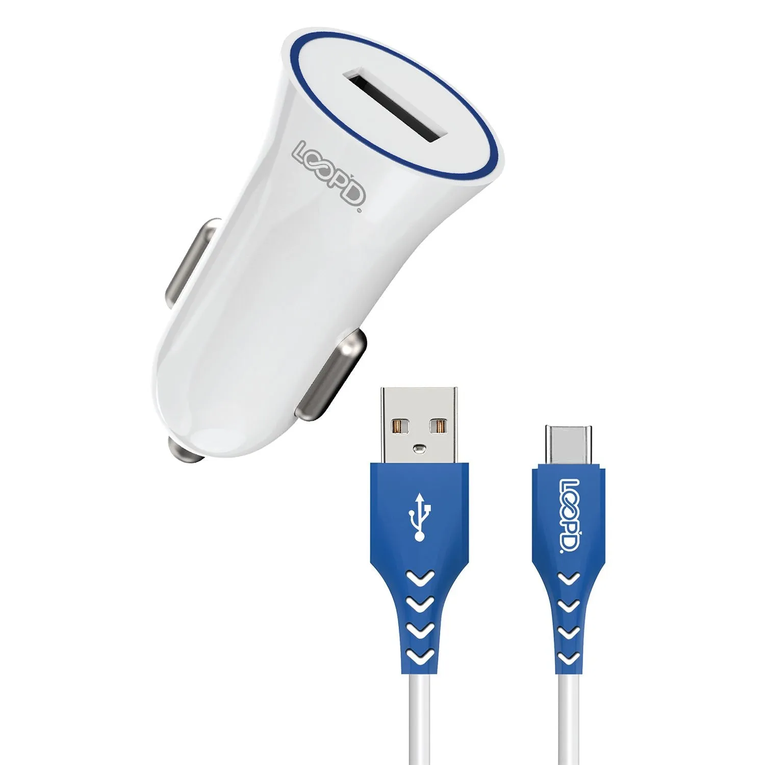 Loop’d 1 Port 2.1A Car Charger with Type C Cable