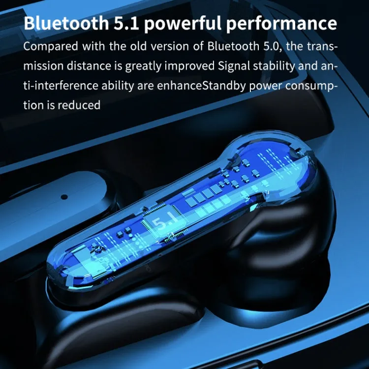 M19 Bluetooth 5.1 TWS Digital Display Wireless Bluetooth Earphone with Charging Box, Support Touch & Siri & Battery Display (Black)