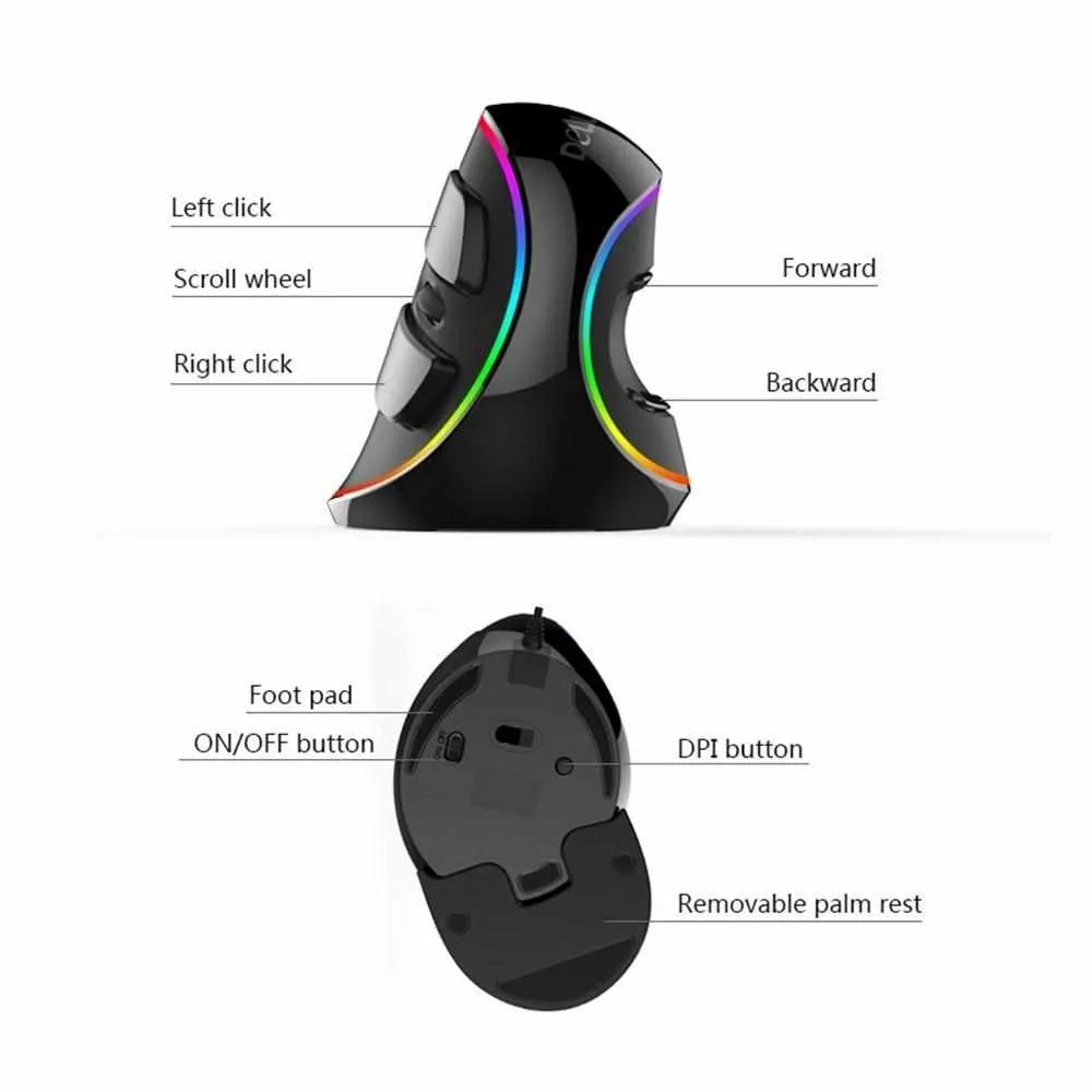 M618Plus Ergonomic Vertical Mouse With RGB Backlight 6 Buttons 4000 DPI