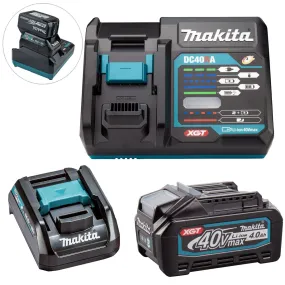 Makita BL4040 4.0Ah 40V Max Li-ion XGT Battery 191B26-6 With Fast Charger & Adaptor