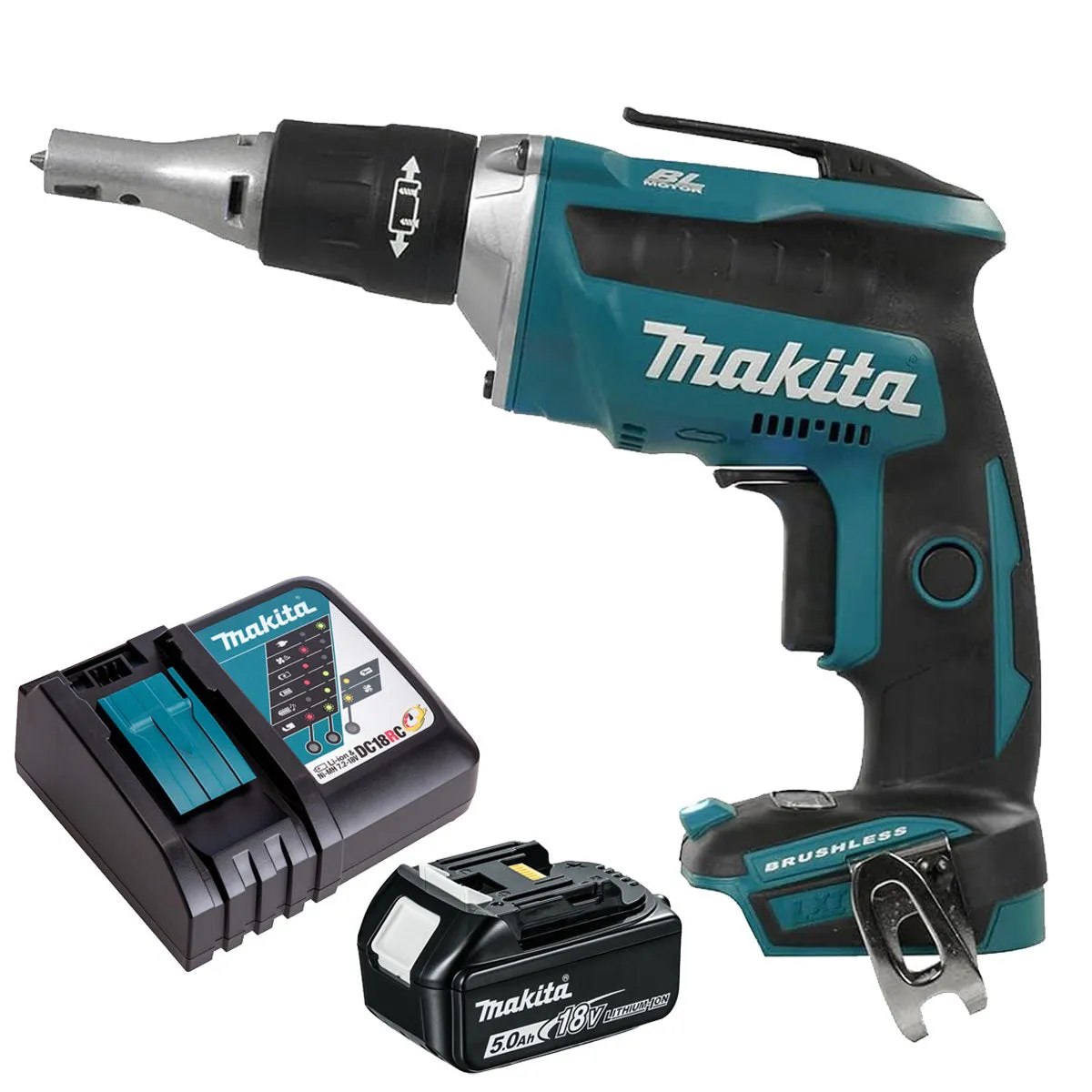 Makita DFS452Z 18V LXT Brushless Drywall Screwdriver With 1 x 5.0Ah Battery & Charger