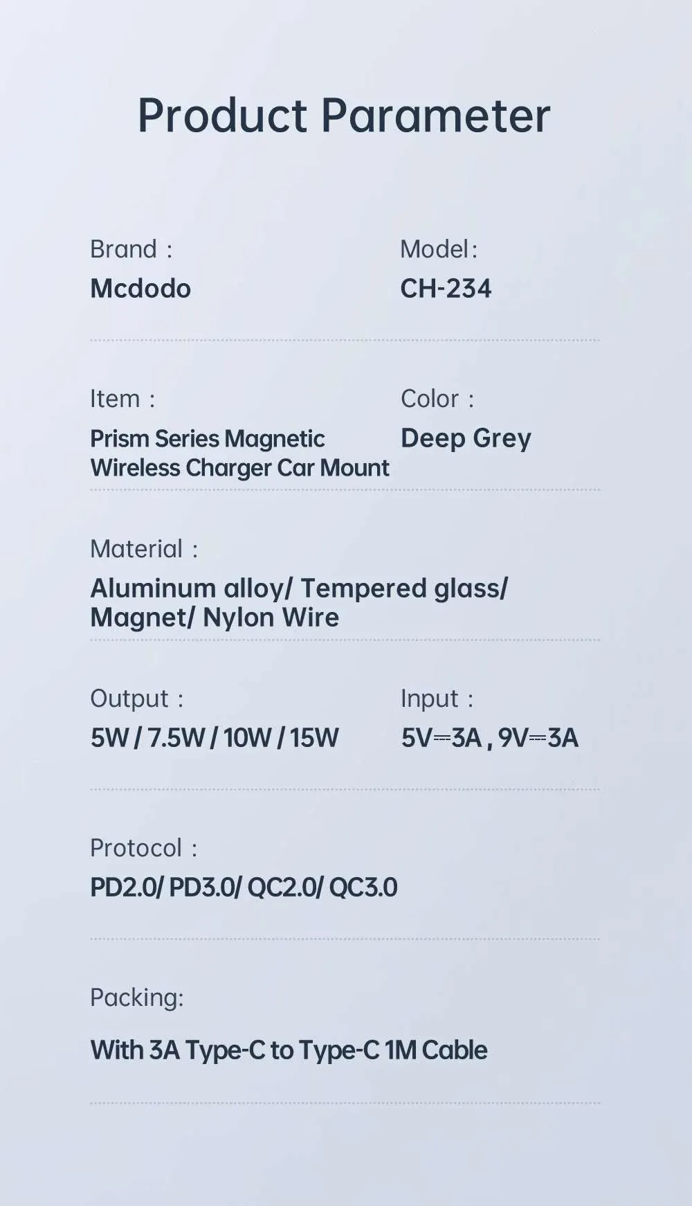 Mcdodo CH-234 | 15W Magnetic Wireless Charger Car Mount