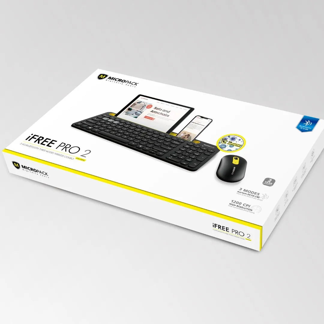 Micropack iFREE Pro 2 - 2.4G/Bluetooth Wireless Keyboard & Mouse Combo