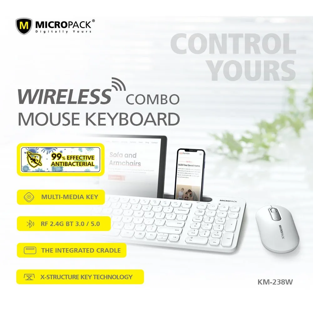 Micropack iFREE Pro 2 - 2.4G/Bluetooth Wireless Keyboard & Mouse Combo