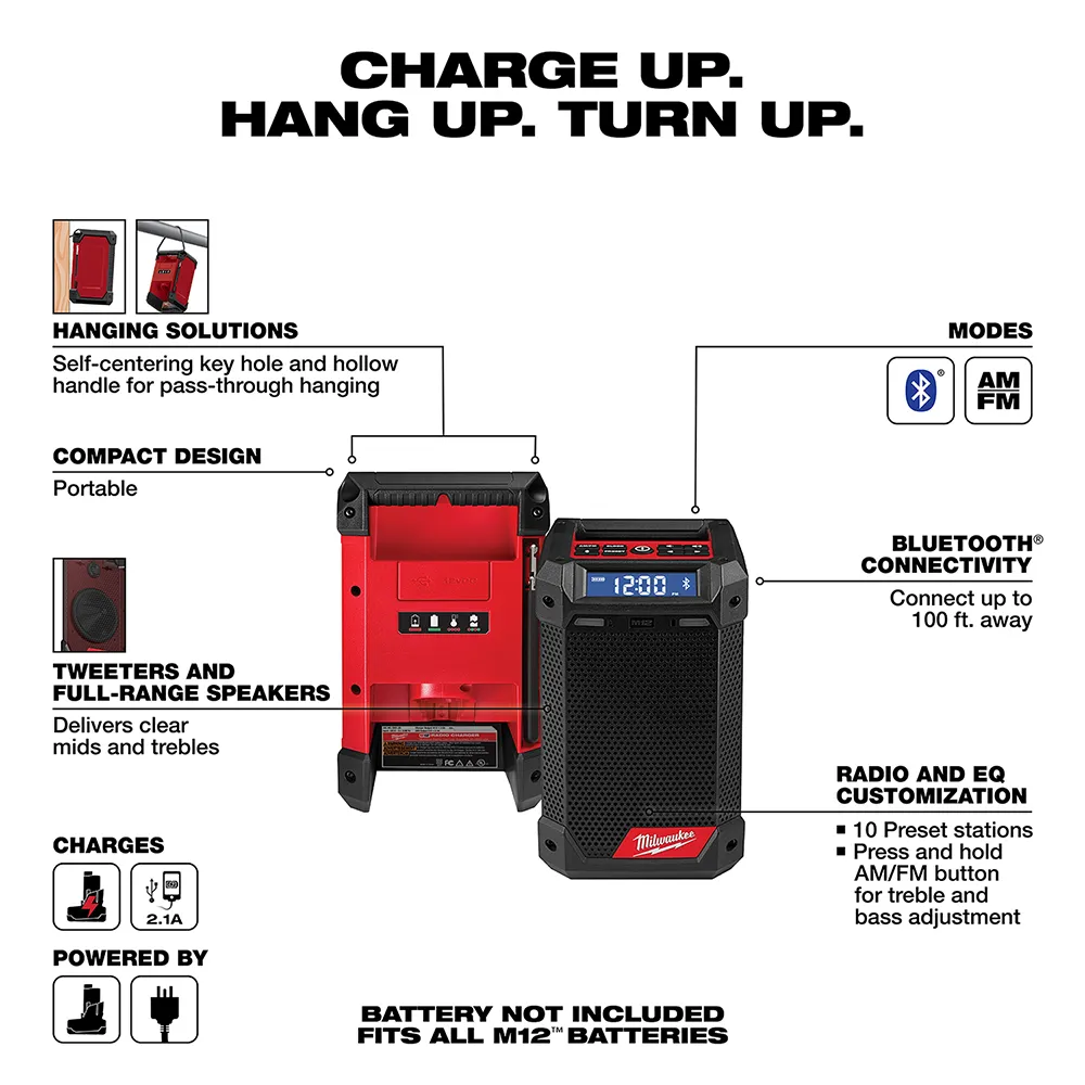 Milwaukee M12 12V Radio and Charger