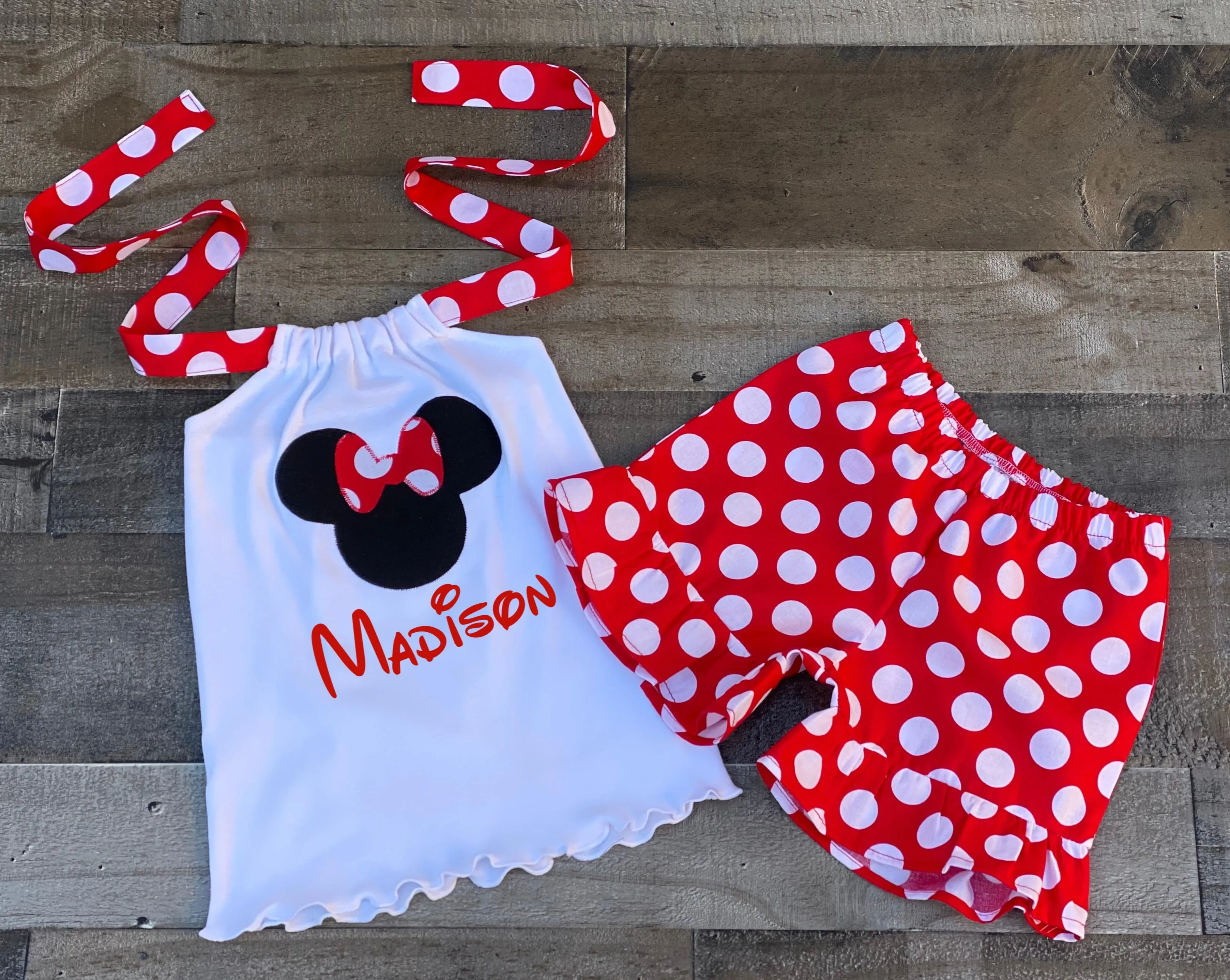 Minnie Mouse Red White Polka Dot Outfit