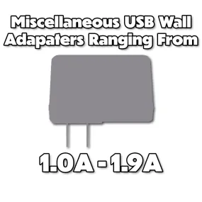 Miscellaneous & Mixed Wall Charger USB Adapter (1.0A to 1.9A Output) - 1 Adapter