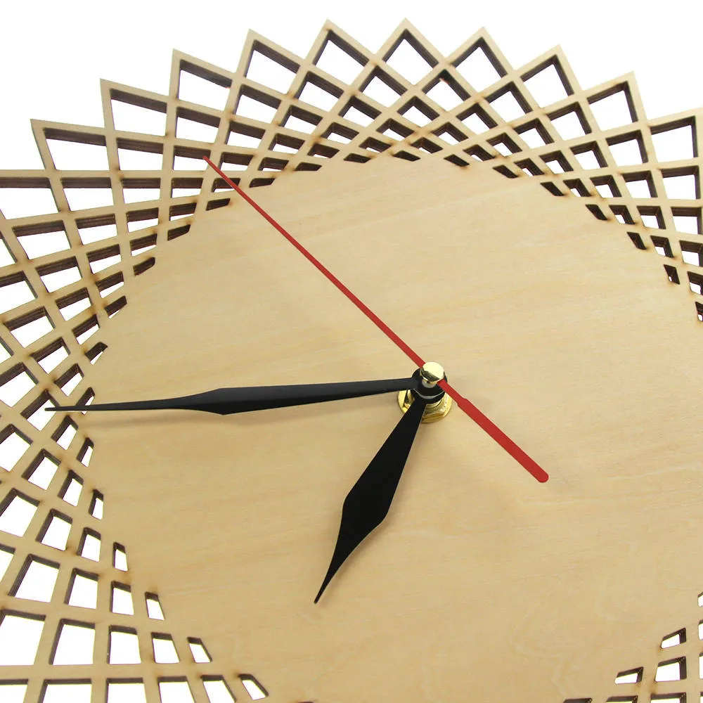 Modern Spiral Hanging Minimalist Wooden Wall Clock Silent Savanna Geometric Clock Watch    Unique Design