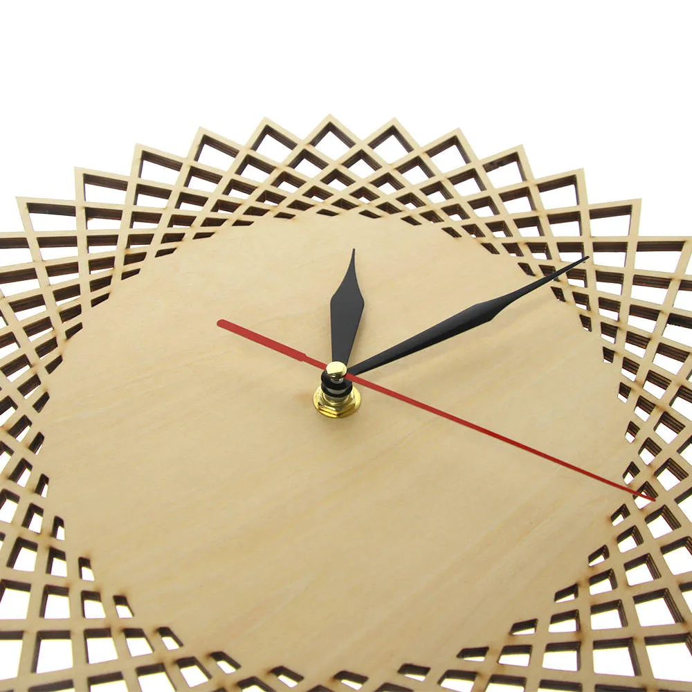 Modern Spiral Hanging Minimalist Wooden Wall Clock Silent Savanna Geometric Clock Watch    Unique Design