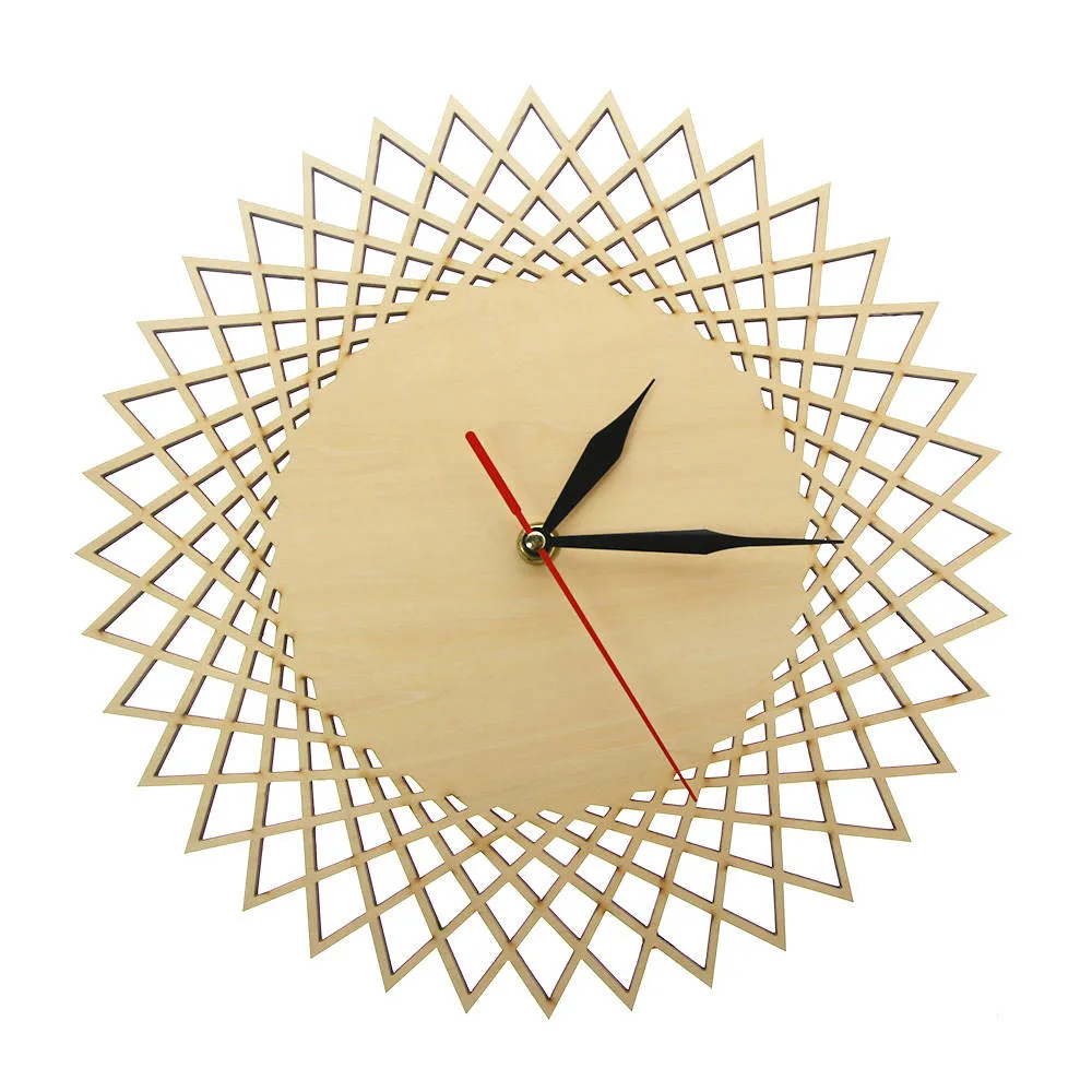 Modern Spiral Hanging Minimalist Wooden Wall Clock Silent Savanna Geometric Clock Watch    Unique Design