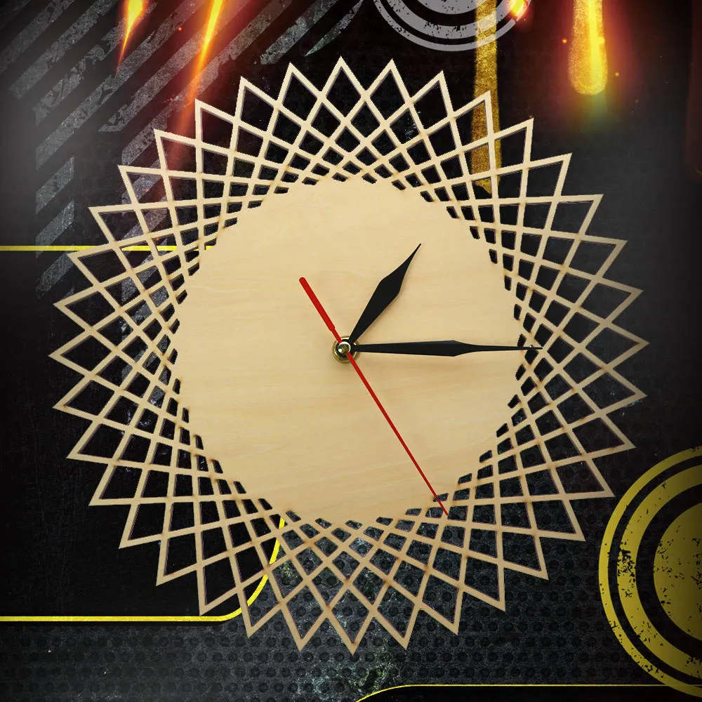 Modern Spiral Hanging Minimalist Wooden Wall Clock Silent Savanna Geometric Clock Watch    Unique Design