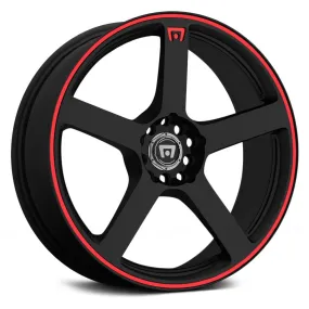 Motegi Racing MR116 Wheels (15x6.5 4X100  40) Gloss Black or Matte Black w/ Red Racing Stripe