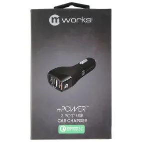 mWorks mPOWER! Quick Charge 3 Port USB Car Charger - Black