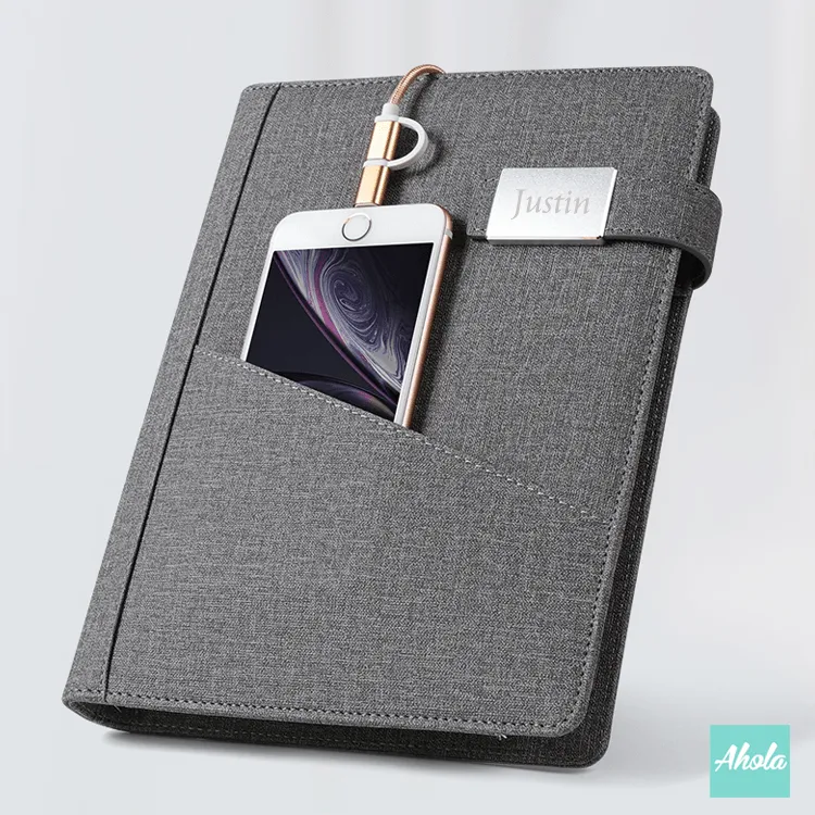 【Name】Loose leaf Notebook with Portable Charger External Battery Power Bank 自訂名字多功能活頁筆記簿便攜式差電器