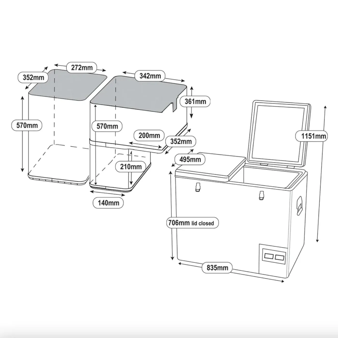 National Luna 110L Legacy Smart QC Fridge/Freezer Dual Compartment