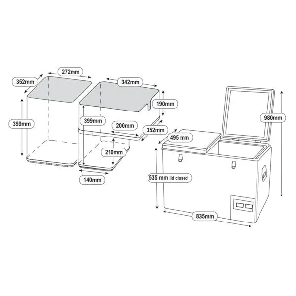 National Luna 72L Legacy Smart QC Fridge/Freezer Dual Compartment