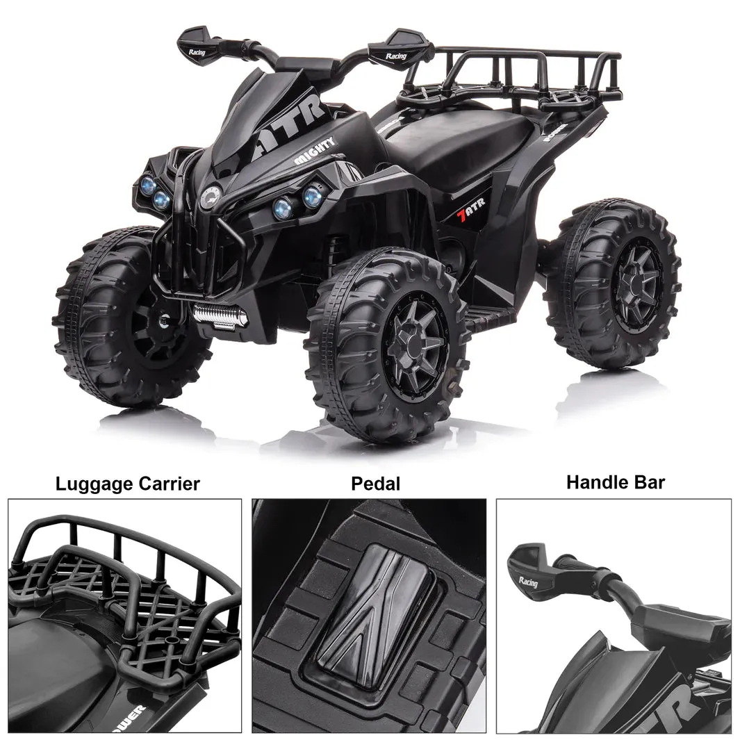 New 12V ATV 1 Seater 2025 Upgraded Ride On | LED Lights | Off-Road | Ages 3-8 | Black Or Red | 3-7Kph