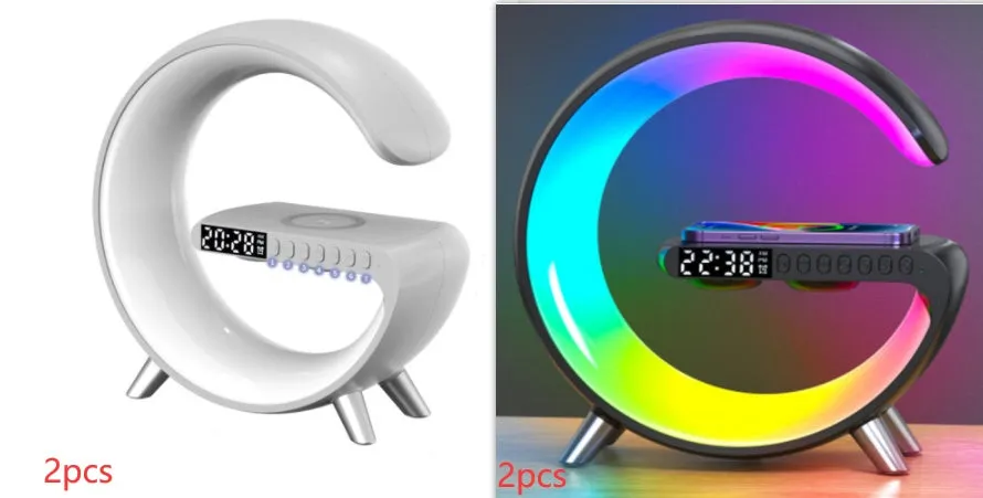 New Intelligent G Shaped LED Lamp Bluetooth Speaker Wireless Charger Atmosphere Lamp App Control For Bedroom Home Decor