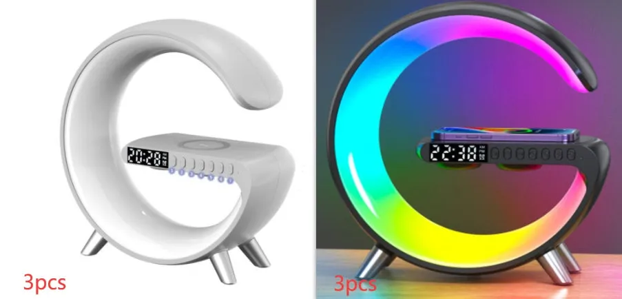 New Intelligent G Shaped LED Lamp Bluetooth Speaker Wireless Charger Atmosphere Lamp App Control For Bedroom Home Decor