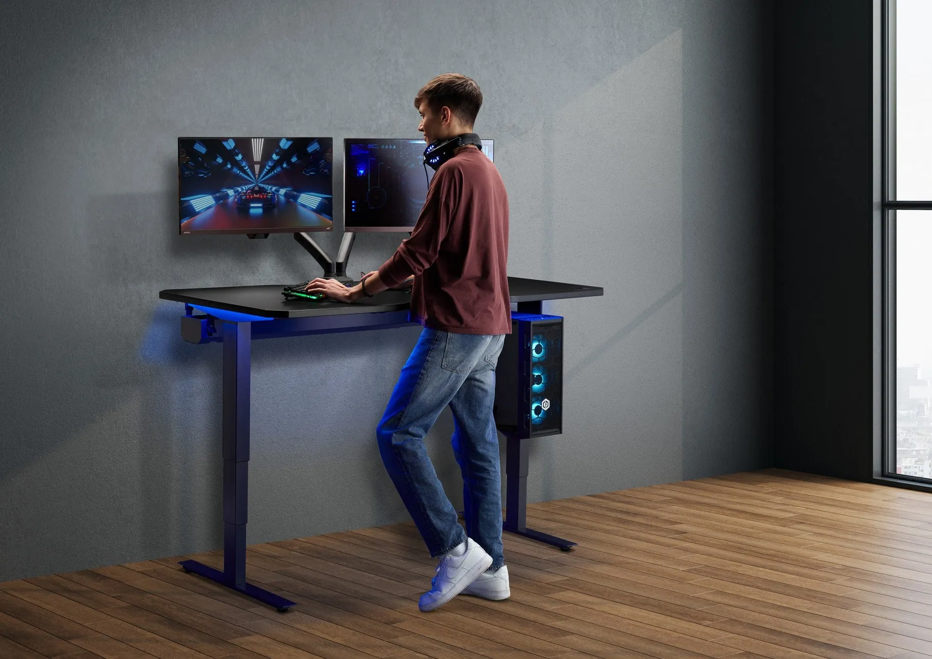 NINJA Professional Height Adjustable Gaming Desk (with Bluetooth control)