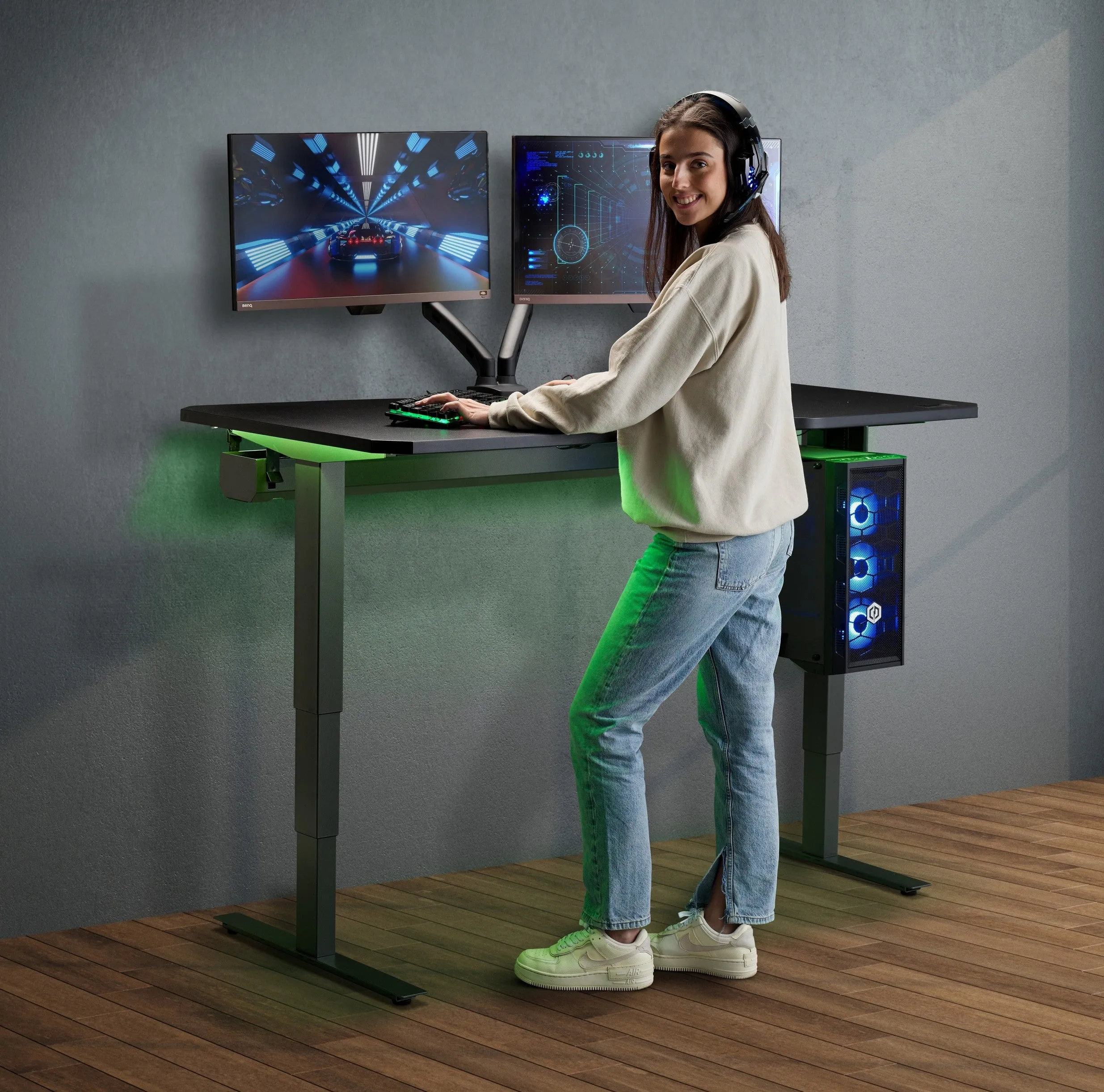 NINJA Professional Height Adjustable Gaming Desk (with Bluetooth control)