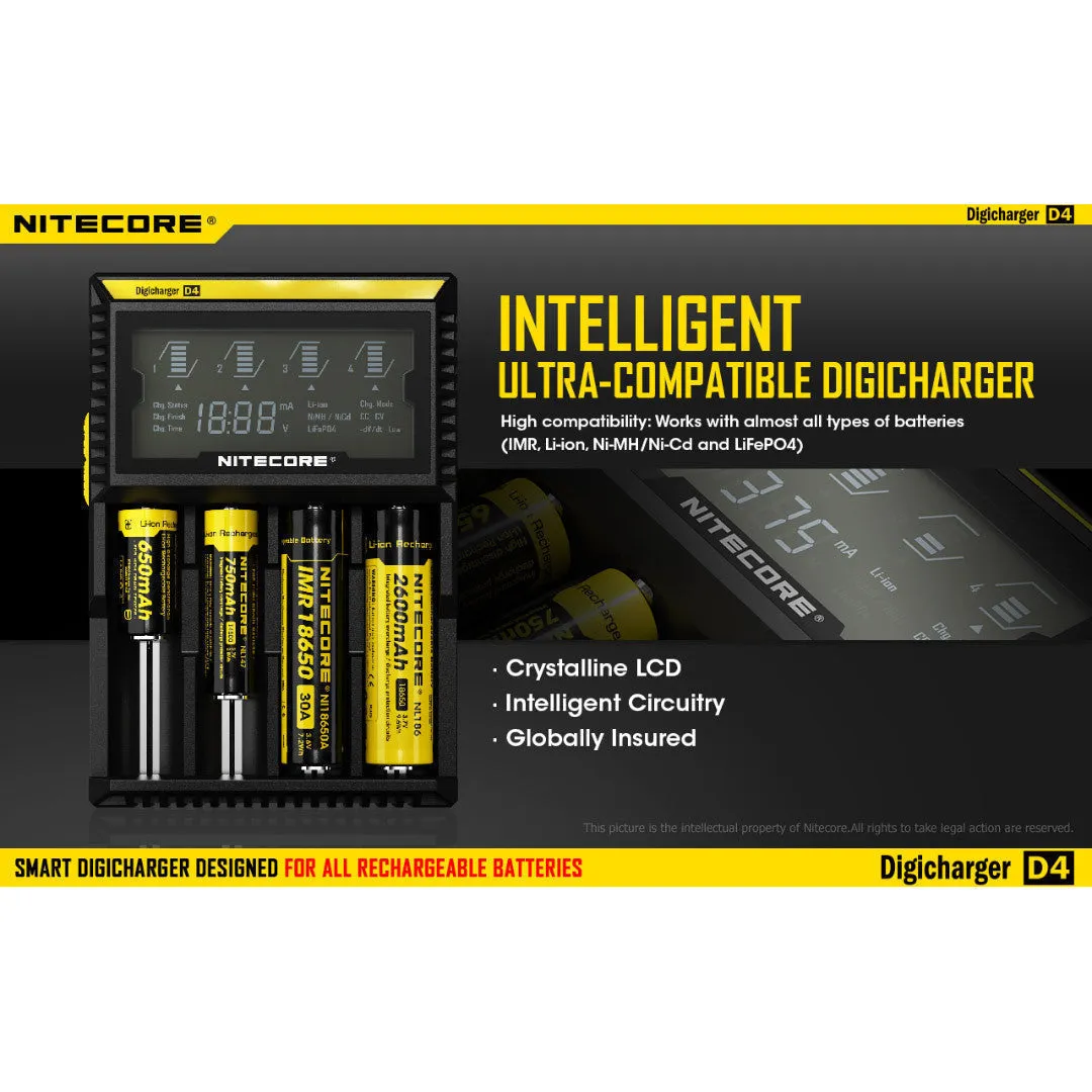 Nitecore D4 Digital 4-slot Universal IMR/Li-Ion Battery Charger