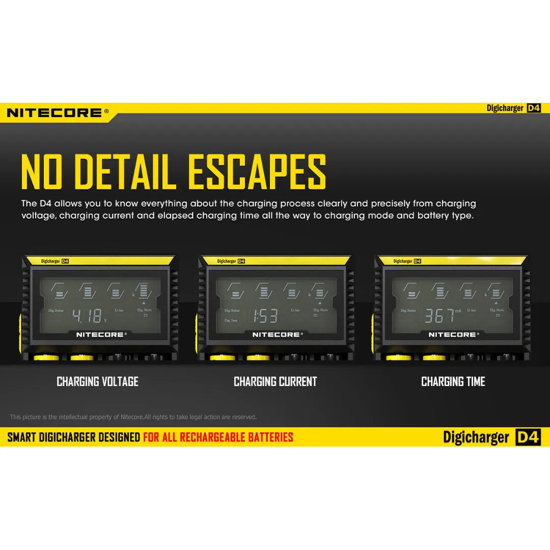 Nitecore D4 Digital 4-slot Universal IMR/Li-Ion Battery Charger