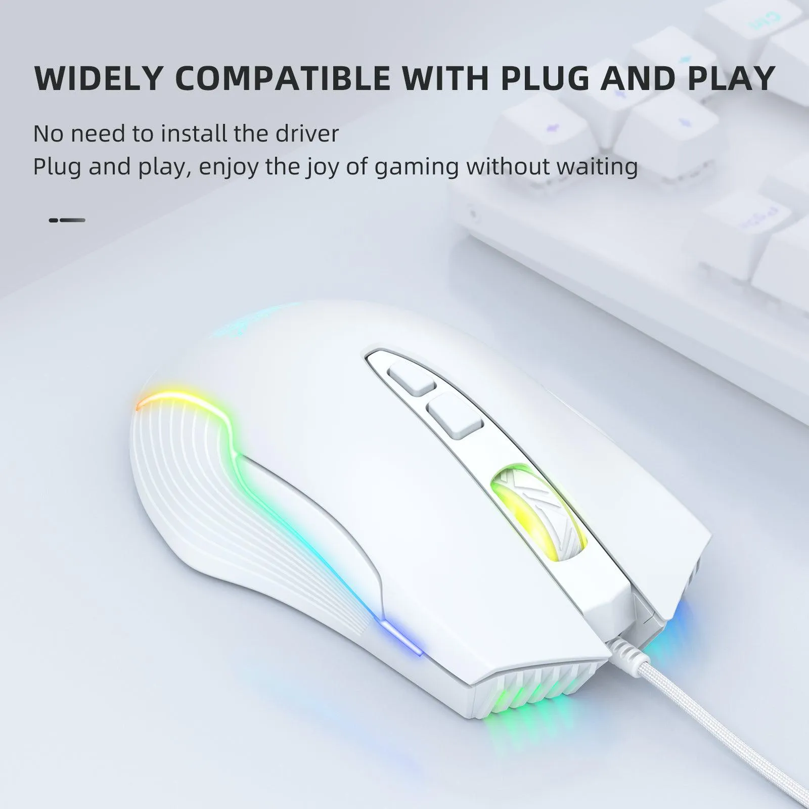 ONIKUMA CW905 6400 DPI Wired Gaming Mouse with Breathing LED Colors