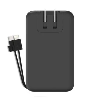 Open Box - 10000mAh/15W Output Power Bank Integrated Charging Cables - Black