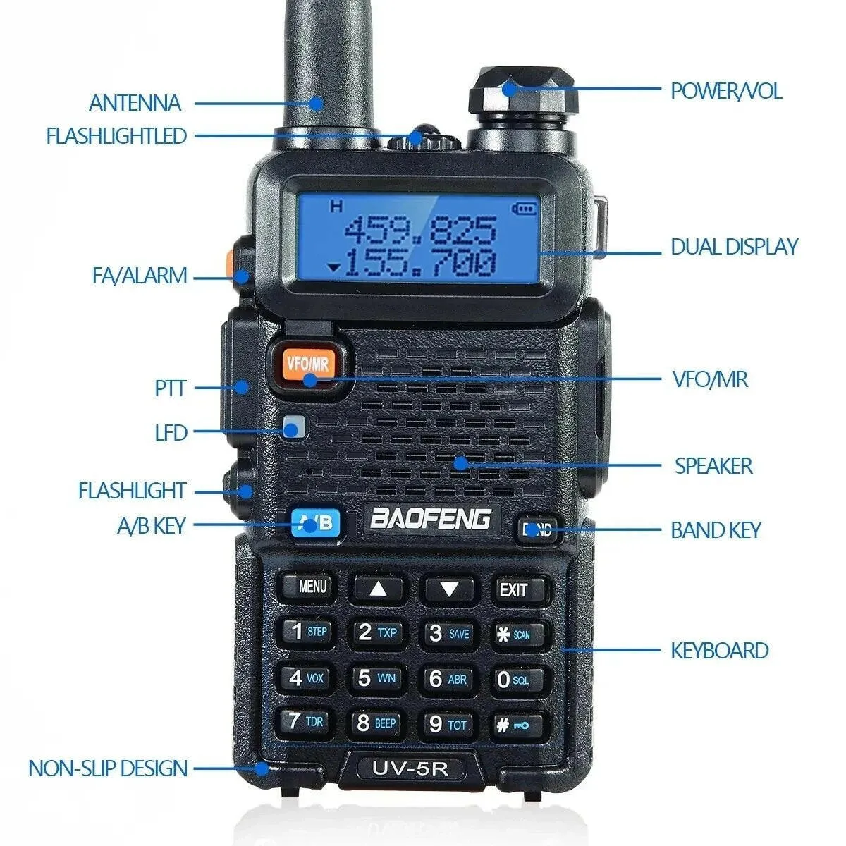 Original Baofeng UV-5R FM Walkie Talkie 5W Portable Ham Amateur CB Radio Dual Band VHF/UHF Transceiver Two Way Radios Hunting