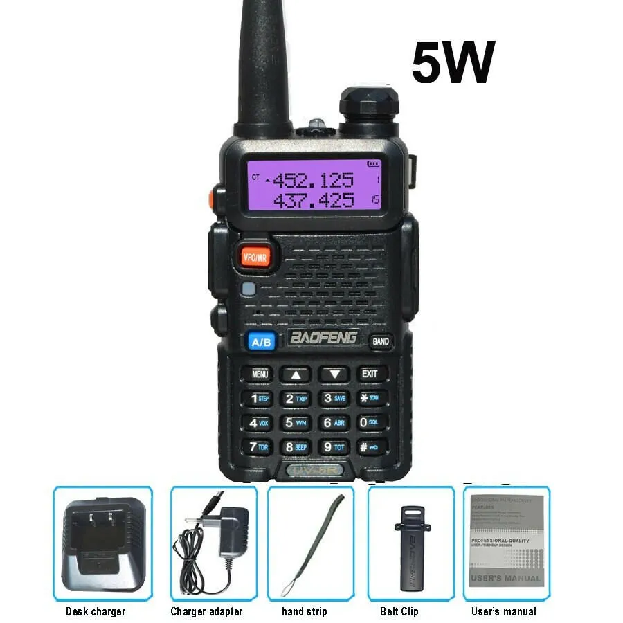 Original Baofeng UV-5R FM Walkie Talkie 5W Portable Ham Amateur CB Radio Dual Band VHF/UHF Transceiver Two Way Radios Hunting