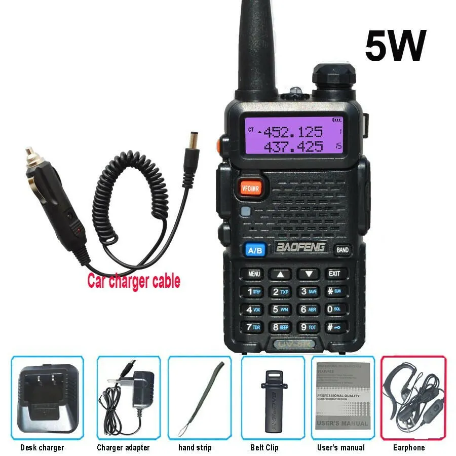 Original Baofeng UV-5R FM Walkie Talkie 5W Portable Ham Amateur CB Radio Dual Band VHF/UHF Transceiver Two Way Radios Hunting