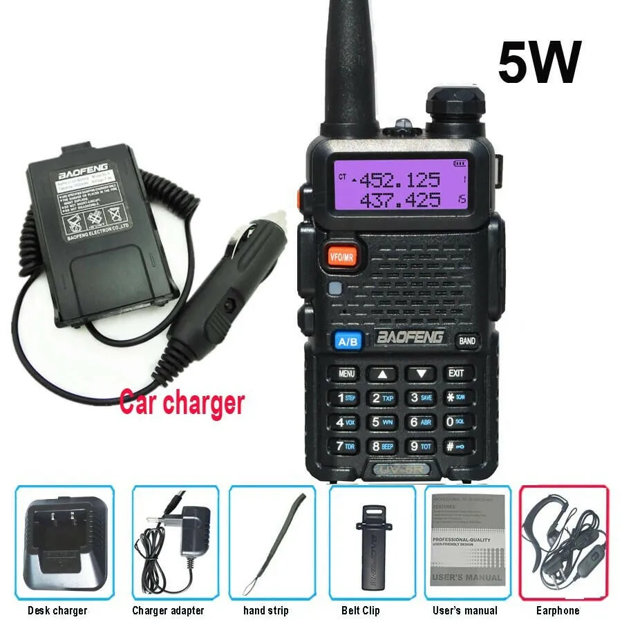 Original Baofeng UV-5R FM Walkie Talkie 5W Portable Ham Amateur CB Radio Dual Band VHF/UHF Transceiver Two Way Radios Hunting