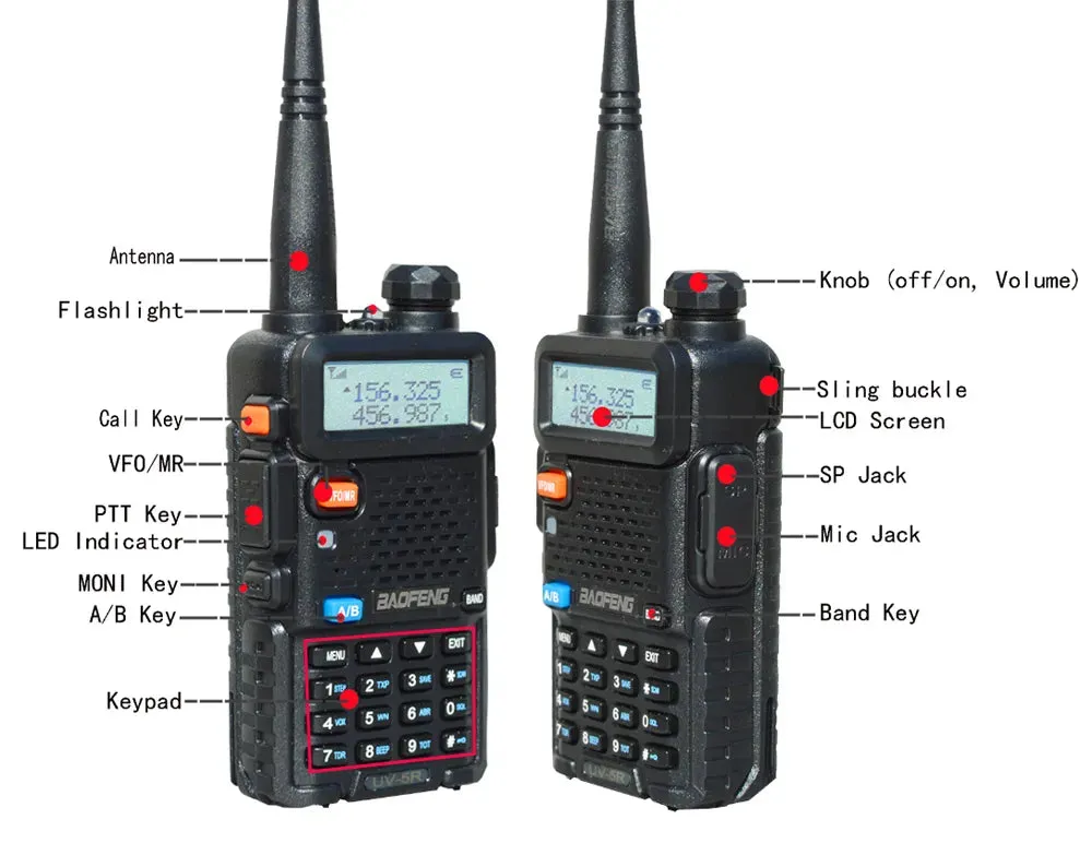 Original Baofeng UV-5R FM Walkie Talkie 5W Portable Ham Amateur CB Radio Dual Band VHF/UHF Transceiver Two Way Radios Hunting