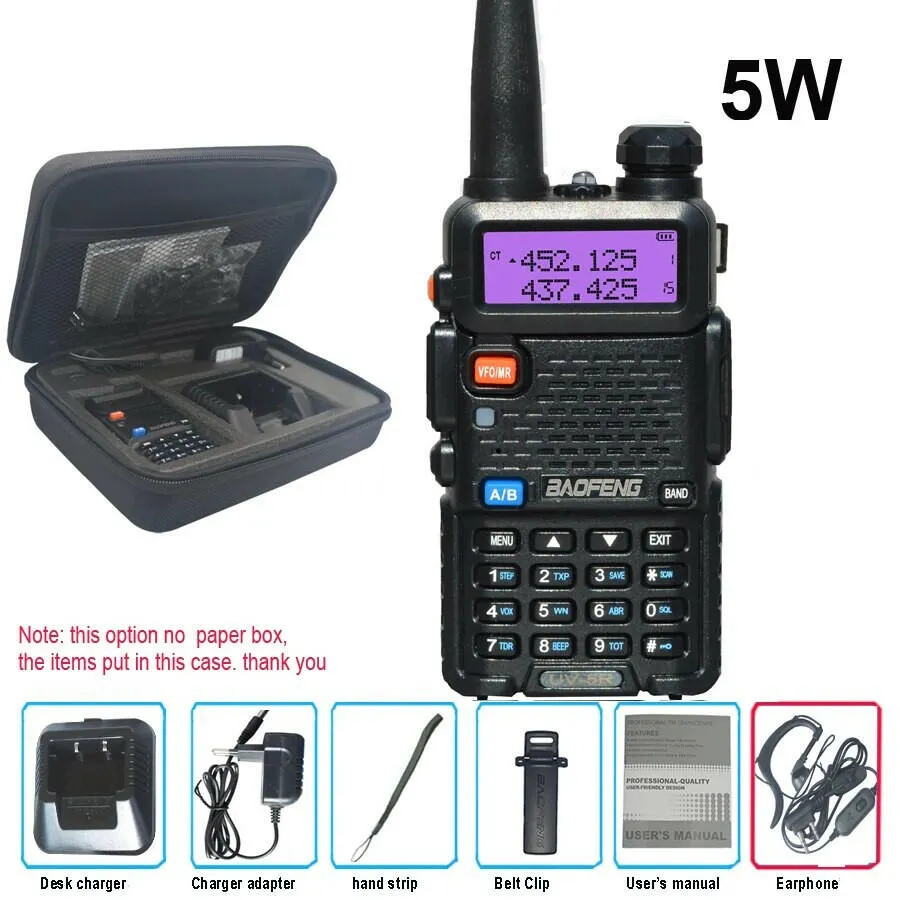 Original Baofeng UV-5R FM Walkie Talkie 5W Portable Ham Amateur CB Radio Dual Band VHF/UHF Transceiver Two Way Radios Hunting